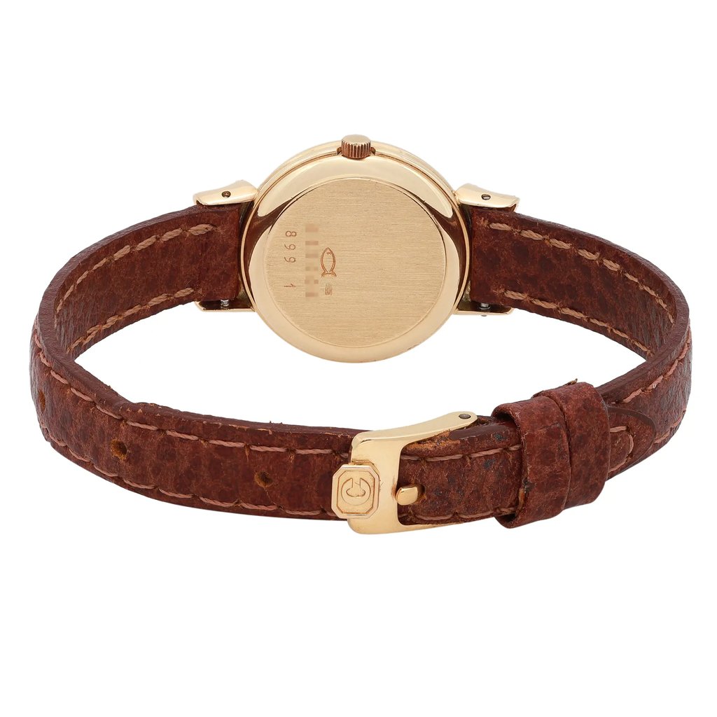 Back View Of Snap Back Case And Closed Leather Band Of Chopard 899 1 Watch Pre Owned Condition