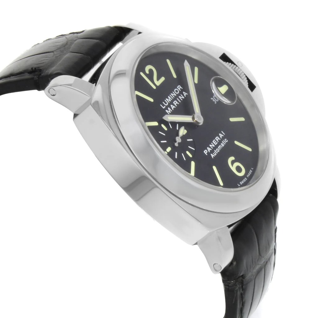 View Of Opposite Crown Facing Side Of Panerai PAM00104 Stainless Steel Watch Pre Owned Condition