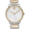 An image of a pre-owned wristwatch, shown in a front close-up shot focusing on the watch face. The watch features a sleek silver dial with gold accents, including minimalist gold hour and minute hands. A prominent gold circle is positioned at the 12 o'clock mark. The silver and gold watch band is partially visible at the top and bottom edges of the image.