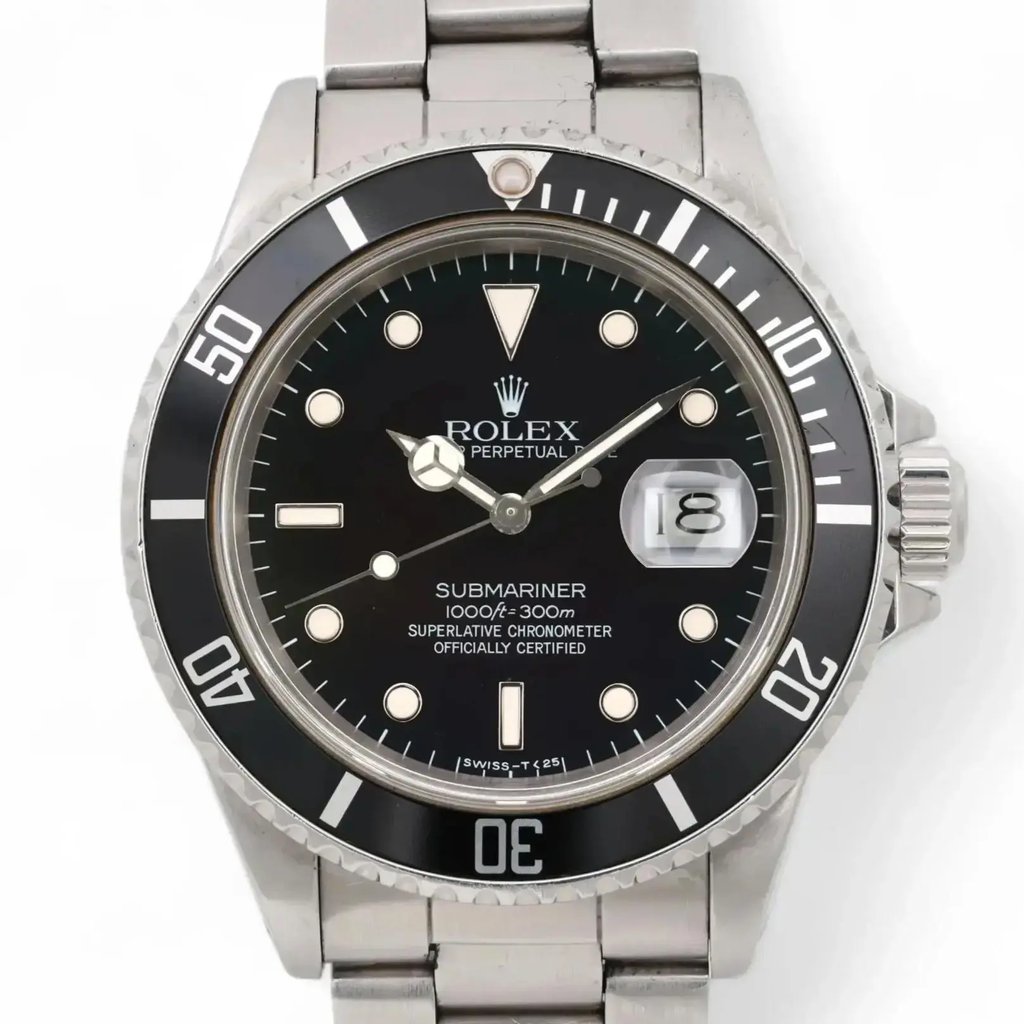 Up Close Front Facing Picture Of Rolex 16800 Stainless Steel Watch Pre Owned Condition