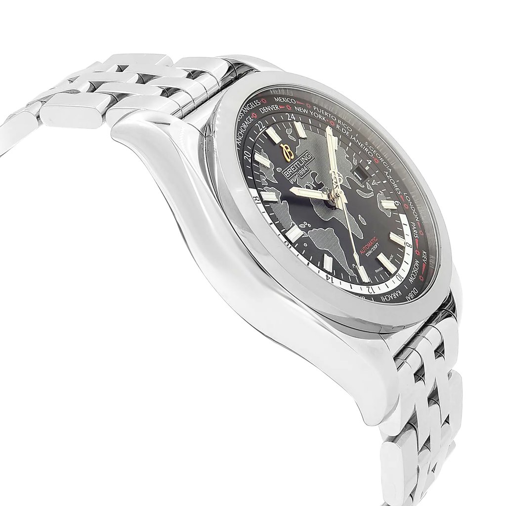 View Of Opposite Crown Facing Side Of Breitling WB3510U4/BD94-375A Stainless Steel Watch Display Model Condition