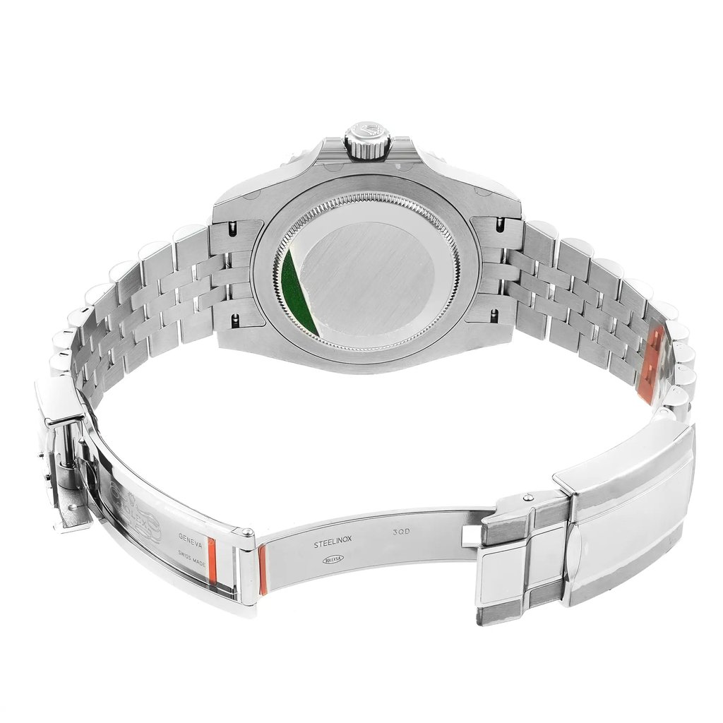 Back View Of {Caseback} Back Case And Open Stainless Steel Band Of Rolex 126710BLNR Watch Unworn Condition