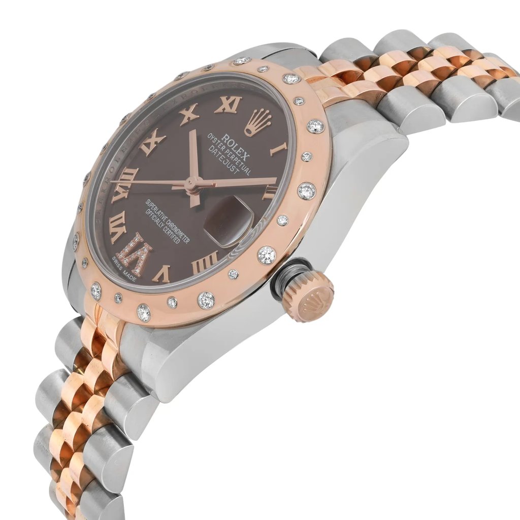 View Of Crown Facing Side Of Rolex 178341 Stainless Steel Watch Pre Owned Condition