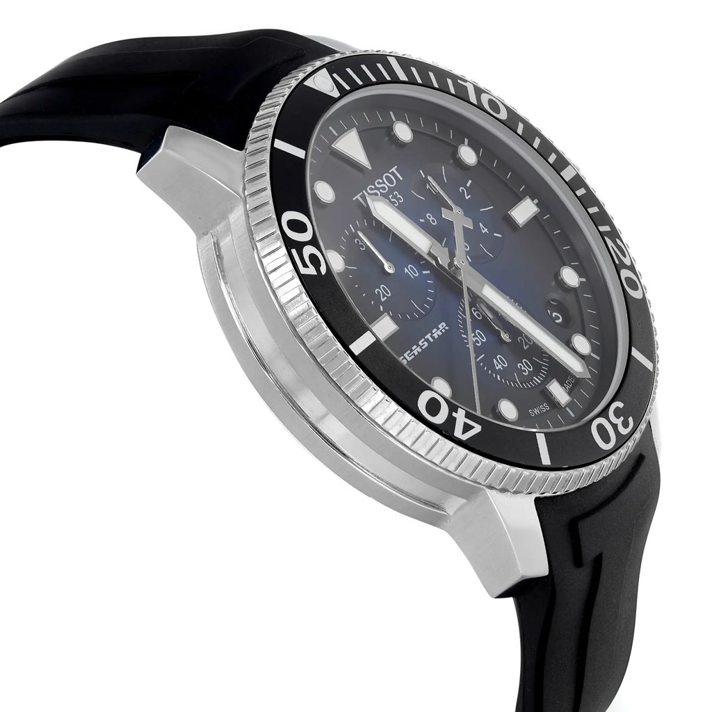 View Of Opposite Crown Facing Side Of Tissot T1204171704100 Stainless Steel Watch New With Defects Condition
