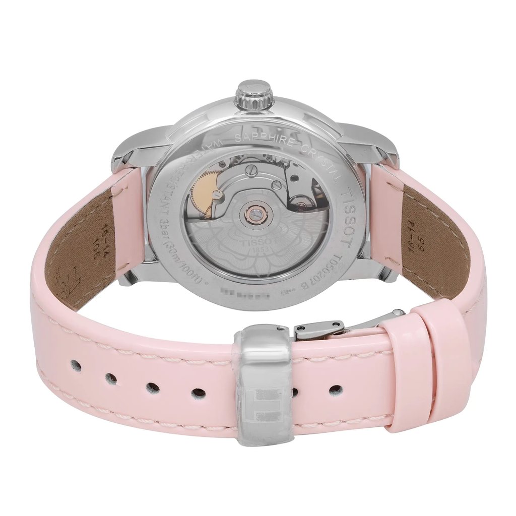 Back View Of Exhibition Back Case And Closed Leather Band Of Tissot T050.207.16.117.00 Watch New With Defects Condition