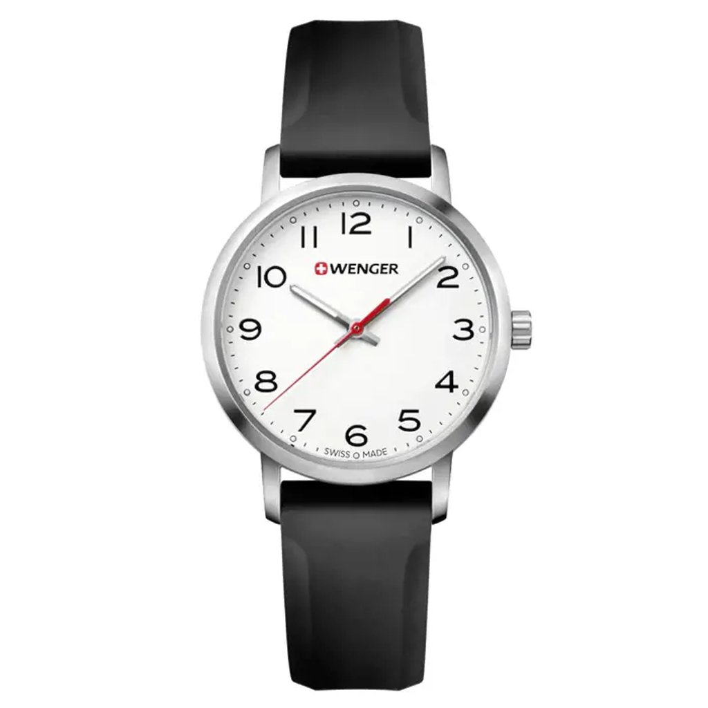 Front Full View Of Wenger 01.1621.103 Stainless Steel Watch Display Model Condition Good