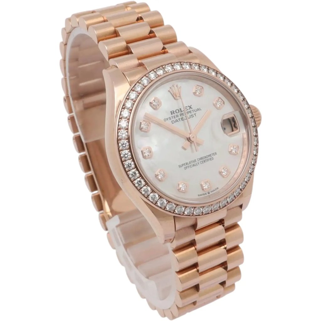 View Of Opposite Crown Facing Side Of Rolex 278285RBR Rose Gold Watch Pre Owned Condition