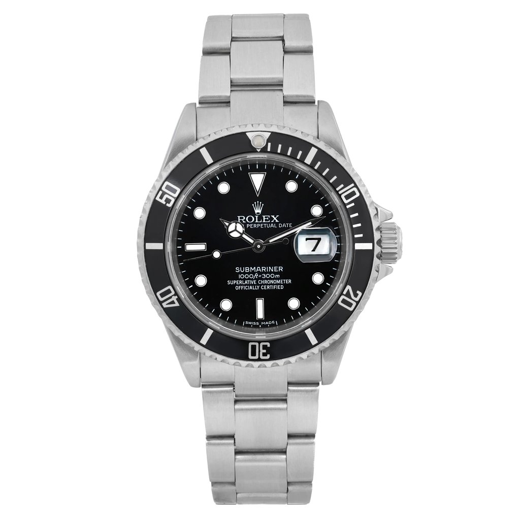 Front Full View Of Rolex 16610 Stainless Steel Watch Pre Owned Condition Good