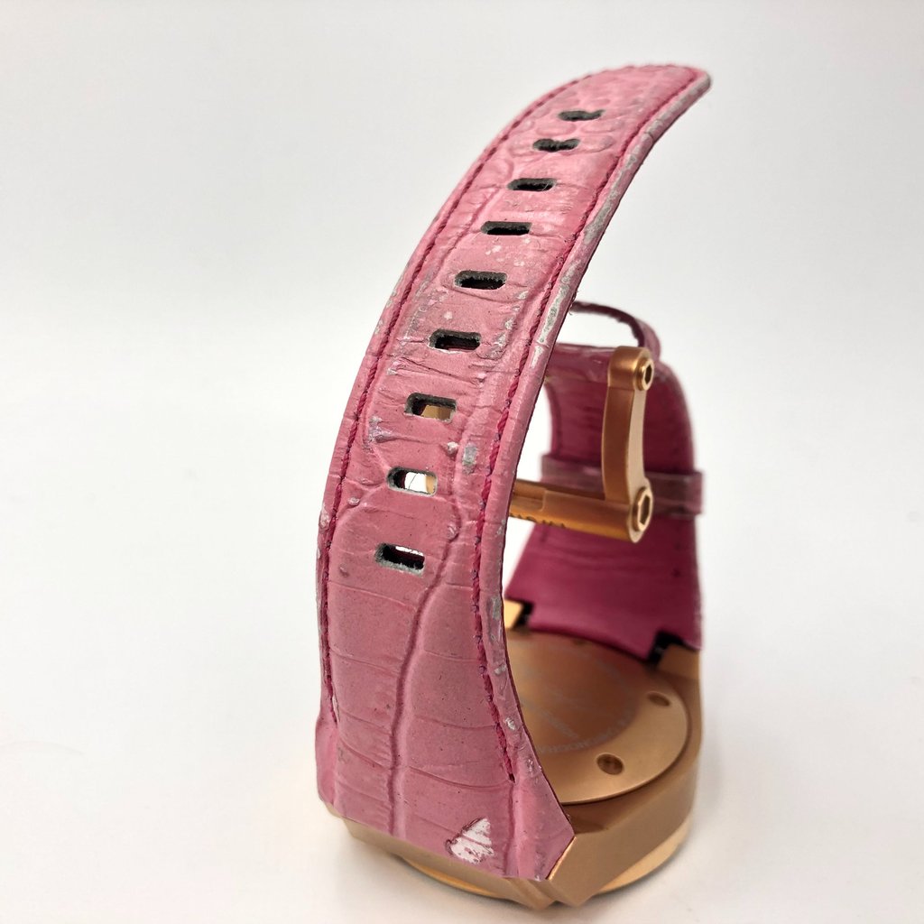 Back View Of Solid Back Case And Open Leather Band Of TW Steel CE4006 Watch Pre Owned Condition