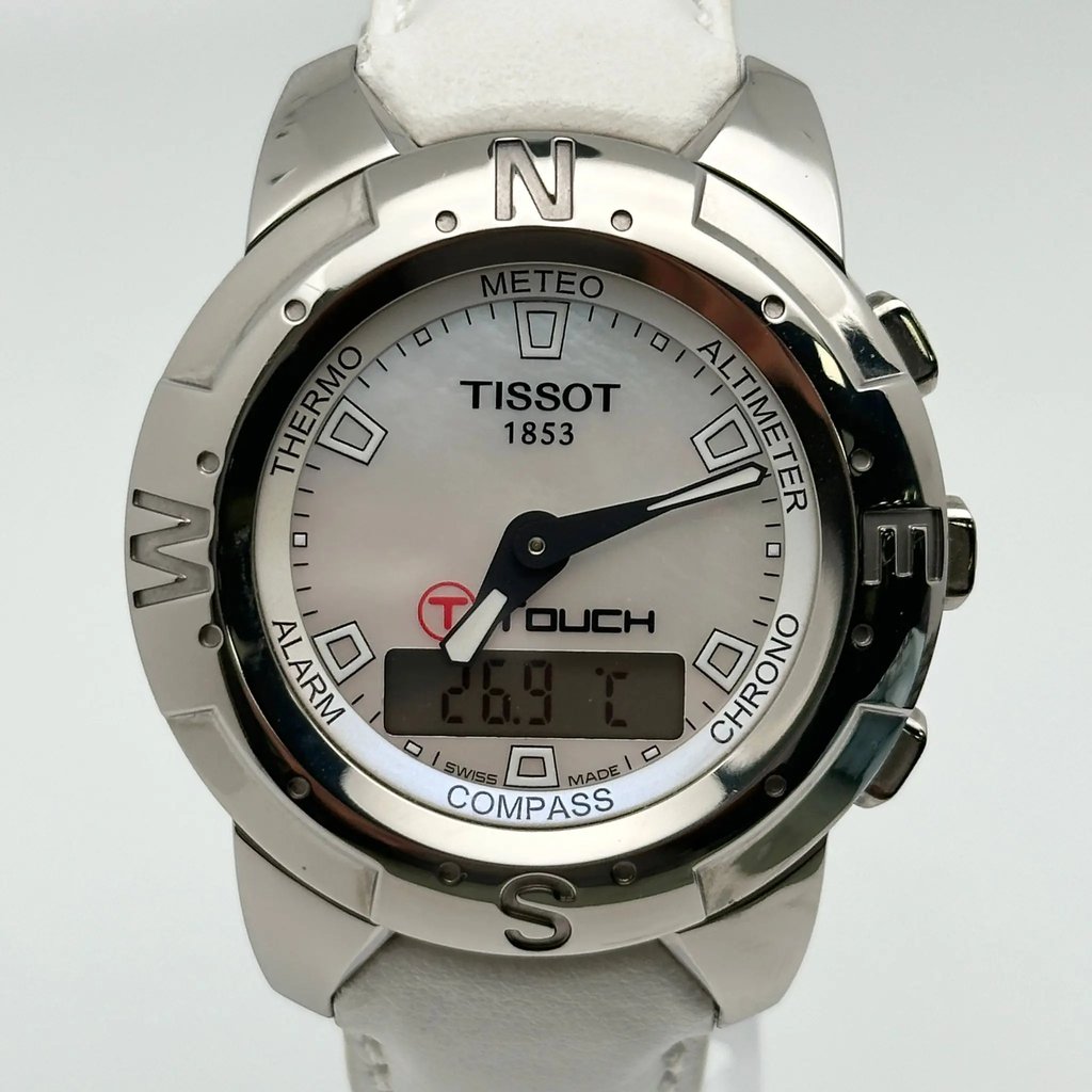 Up Close Front Facing Picture Of Tissot T33.7.658.81 Stainless Steel,Titanium Watch Pre Owned Condition