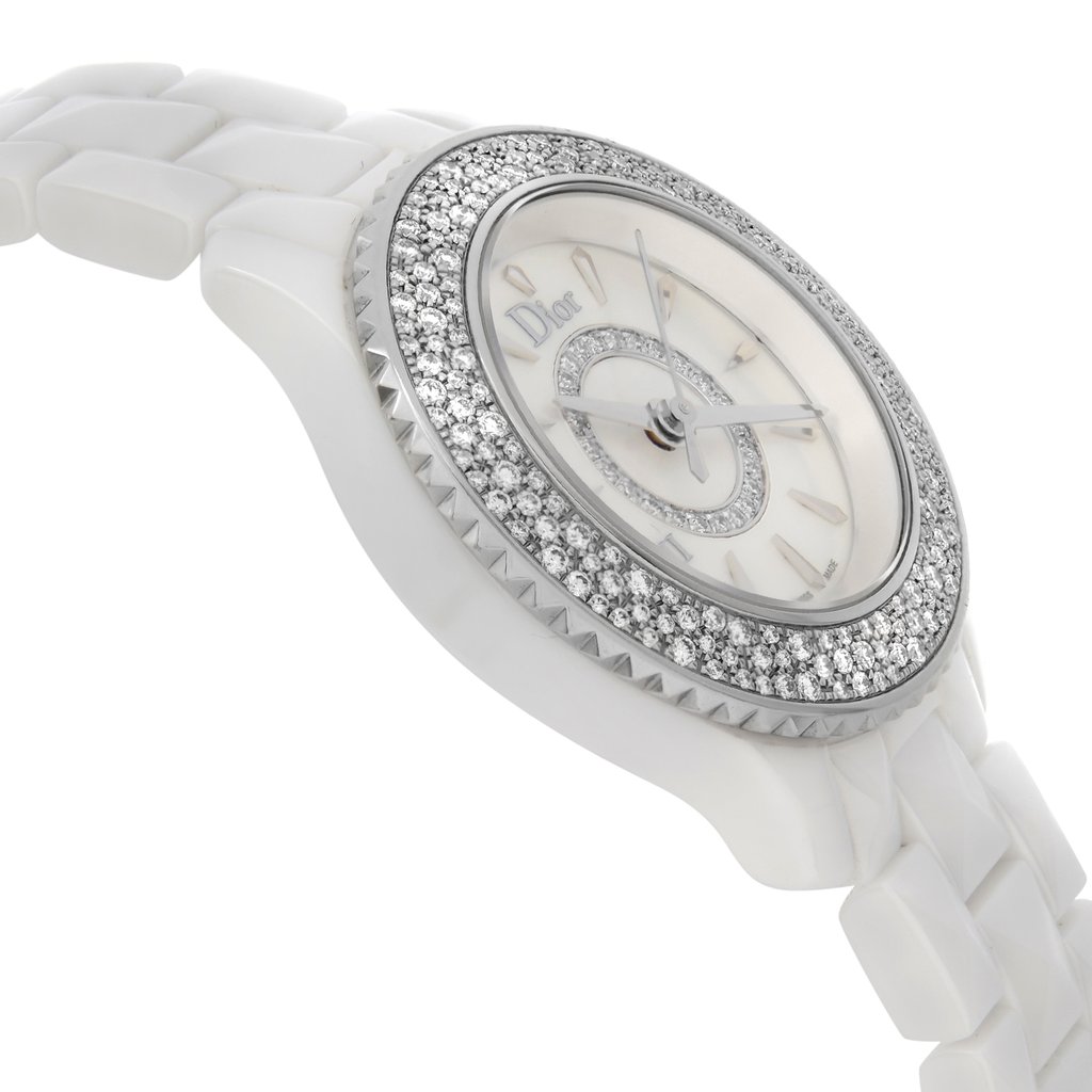 View Of Opposite Crown Facing Side Of Dior CD1221E4C001 Ceramic,Stainless Steel Watch Pre Owned Condition
