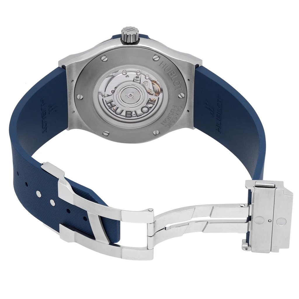 Back View Of Exhibition Back Case And Open Rubber,Leather Band Of Hublot 511.NX.7170.LR Watch Unworn Condition