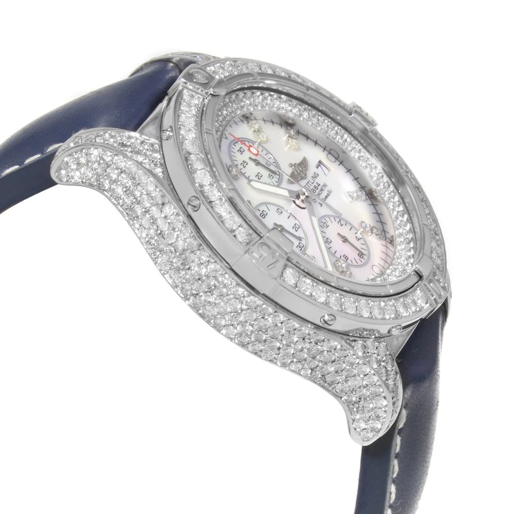 View Of Opposite Crown Facing Side Of Breitling A13370 Stainless Steel Watch Pre Owned Condition