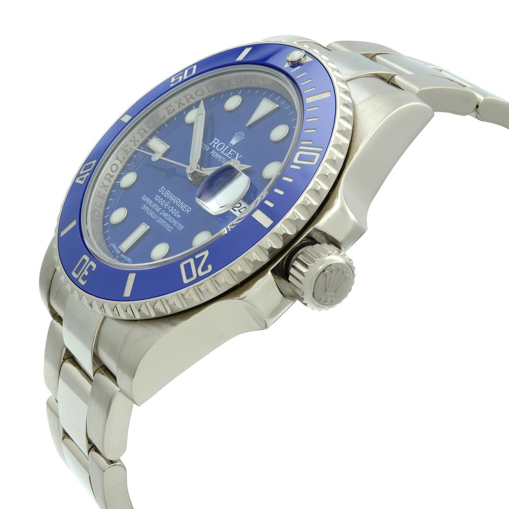 View Of Crown Facing Side Of Rolex 116619 White Gold Watch Pre Owned Condition