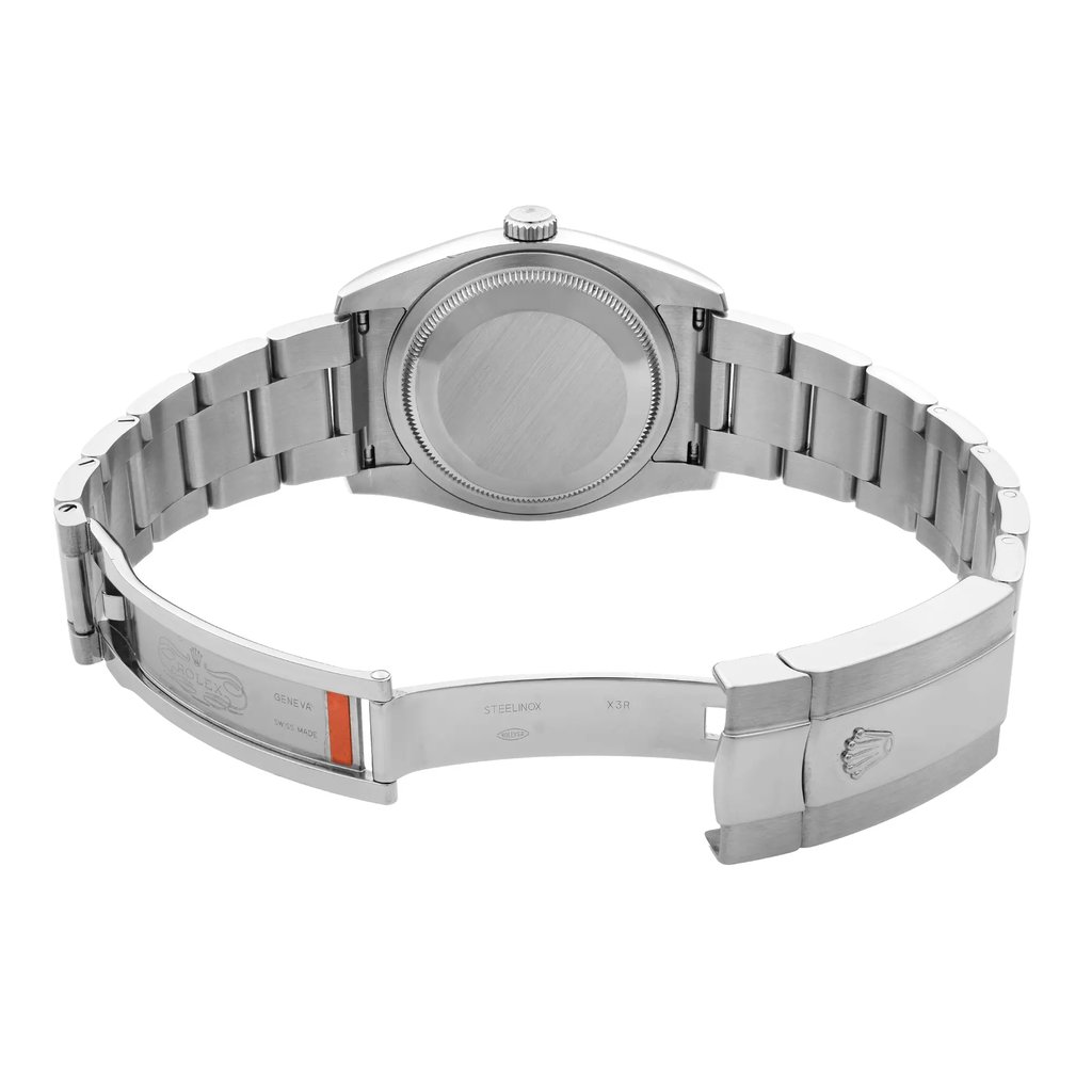 Back View Of {Caseback} Back Case And Open Stainless Steel Band Of Rolex 116234 Watch Pre Owned Condition