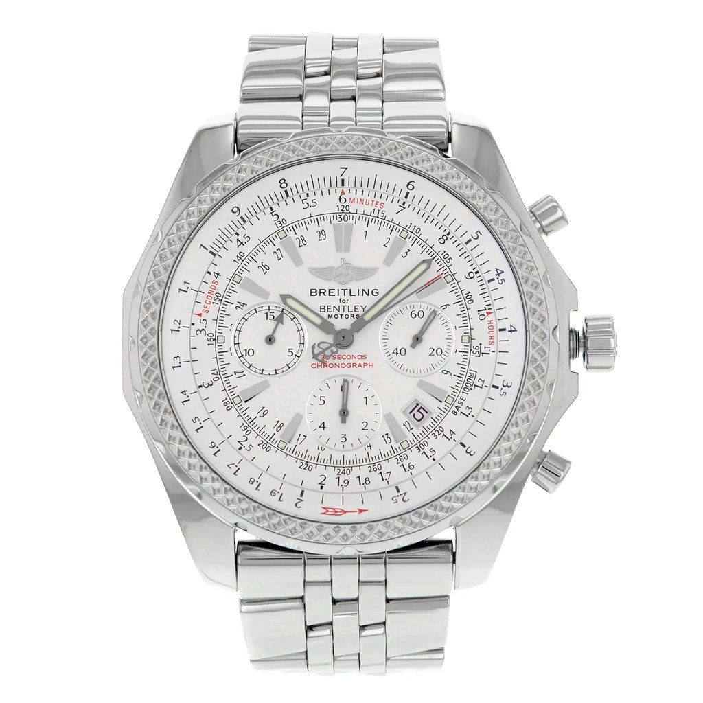 Up Close Front Facing Picture Of Breitling A25362 Stainless Steel Watch Pre Owned Condition