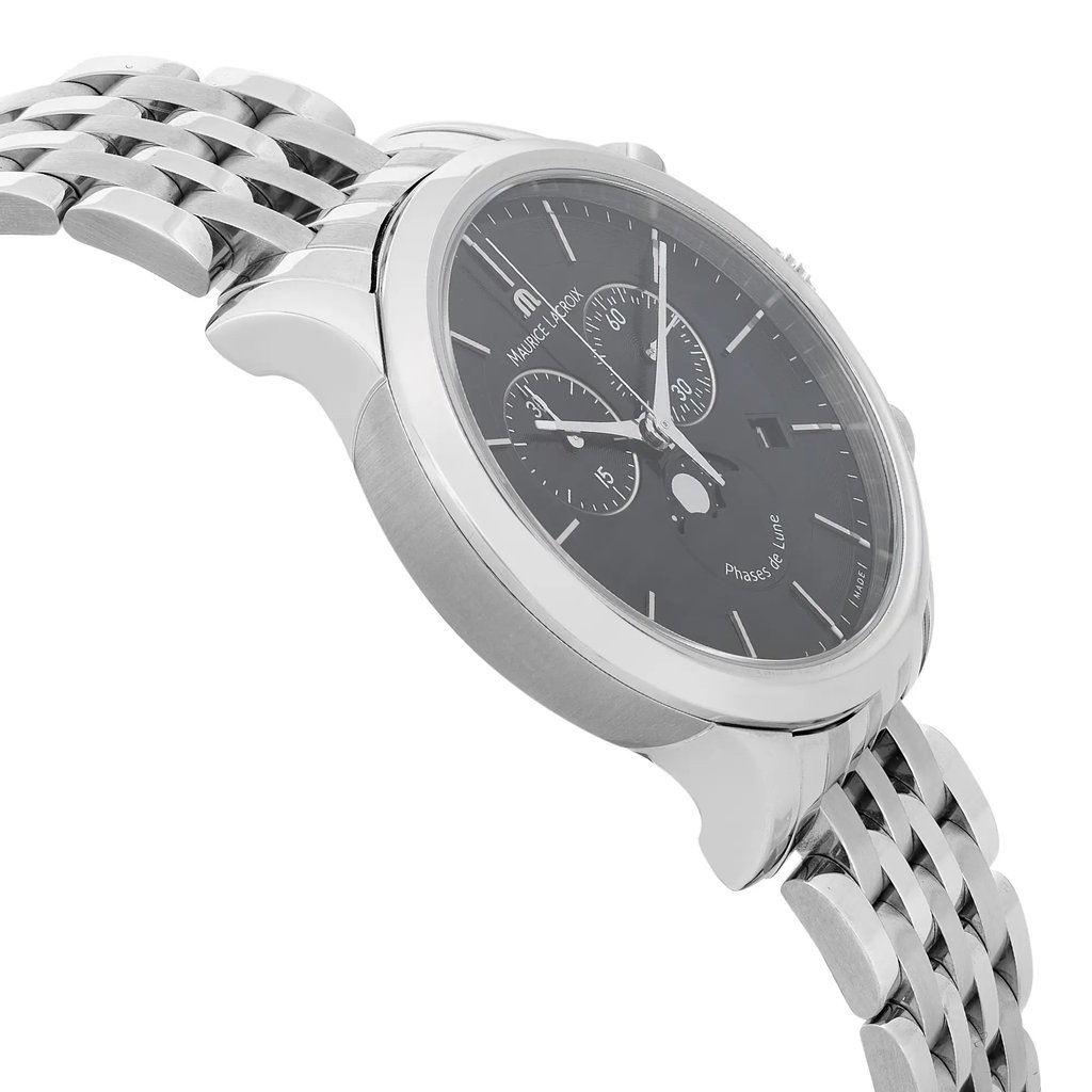 View Of Opposite Crown Facing Side Of Maurice Lacroix LC1148-SS002-331 Stainless Steel Watch Unworn Condition