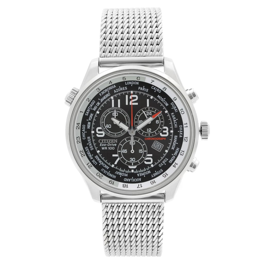 Front Full View Of Citizen AT0361-81E Stainless Steel Watch Display Model Condition Excellent