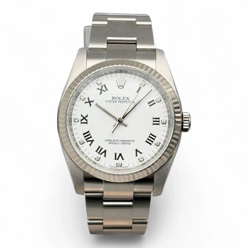 Front Full View Of Rolex 116034 Stainless Steel Watch Pre Owned Condition Excellent