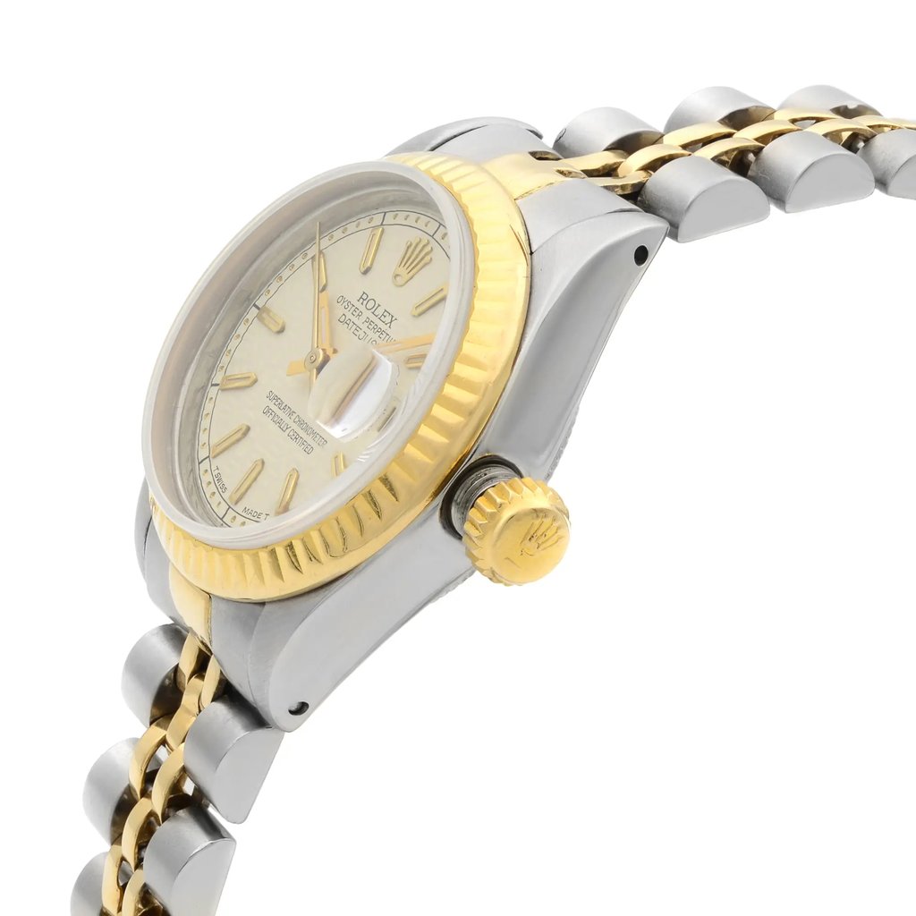 View Of Crown Facing Side Of Rolex 69173 Stainless Steel Watch Pre Owned Condition