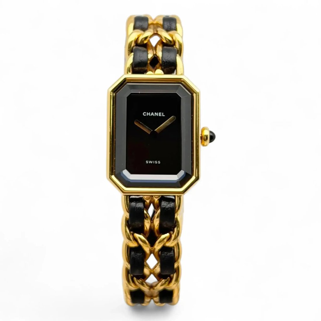 Front Full View Of Chanel H0001 Gold Plated Watch Pre Owned Condition Good