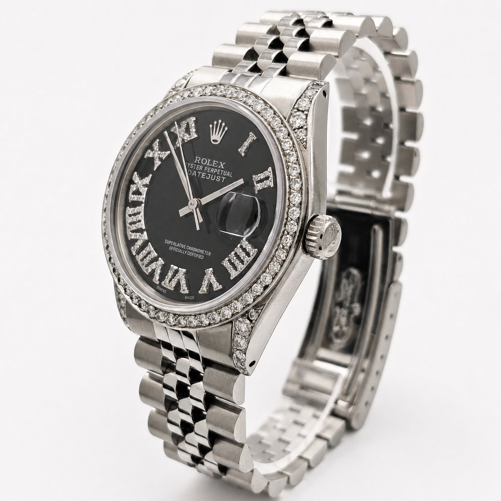 View Of Crown Facing Side Of Rolex 16014 Stainless Steel Watch Pre Owned Condition