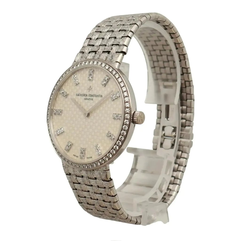 View Of Crown Facing Side Of Vacheron Constantin 81562/206G-9156 White Gold Watch Pre Owned Condition