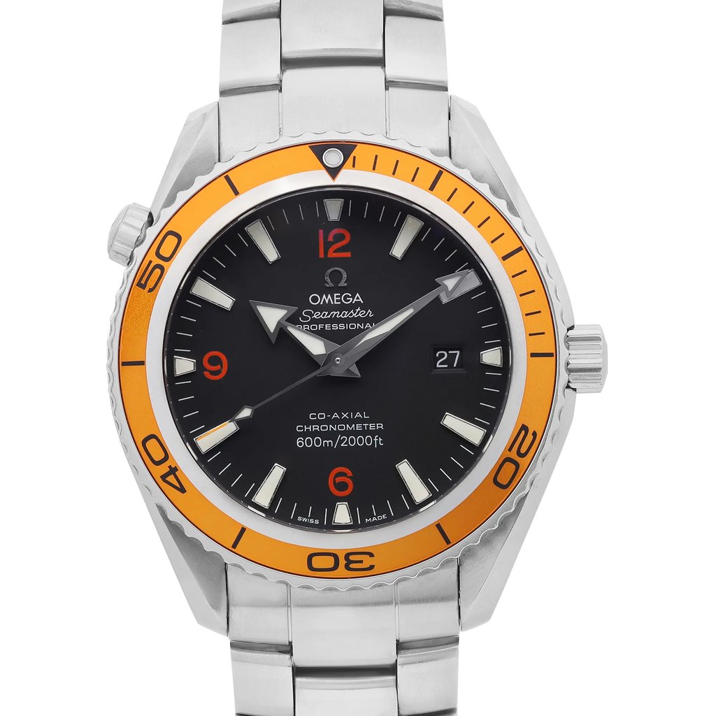 Up Close Front Facing Picture Of OMEGA 2208.50.00 Stainless Steel Watch Pre Owned Condition