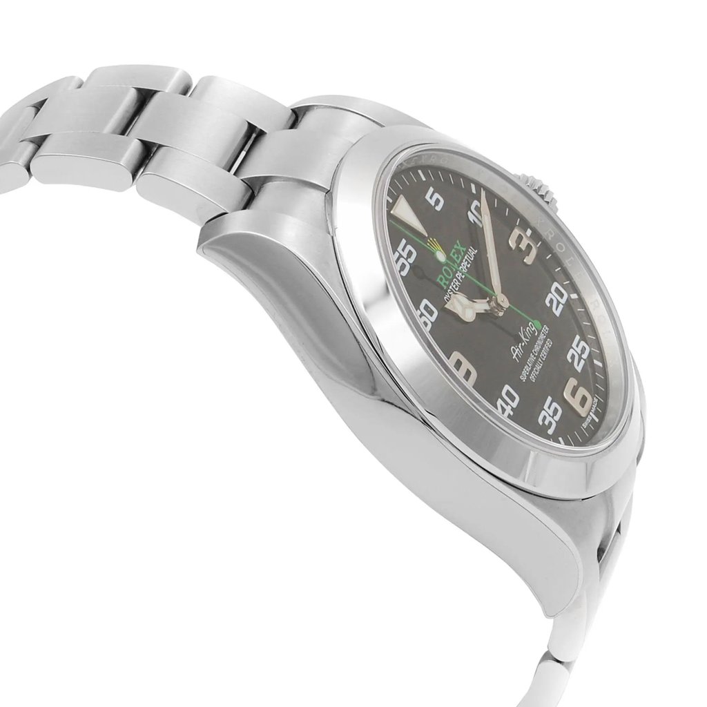 View Of Opposite Crown Facing Side Of Rolex 116900 Stainless Steel Watch Display Model Condition