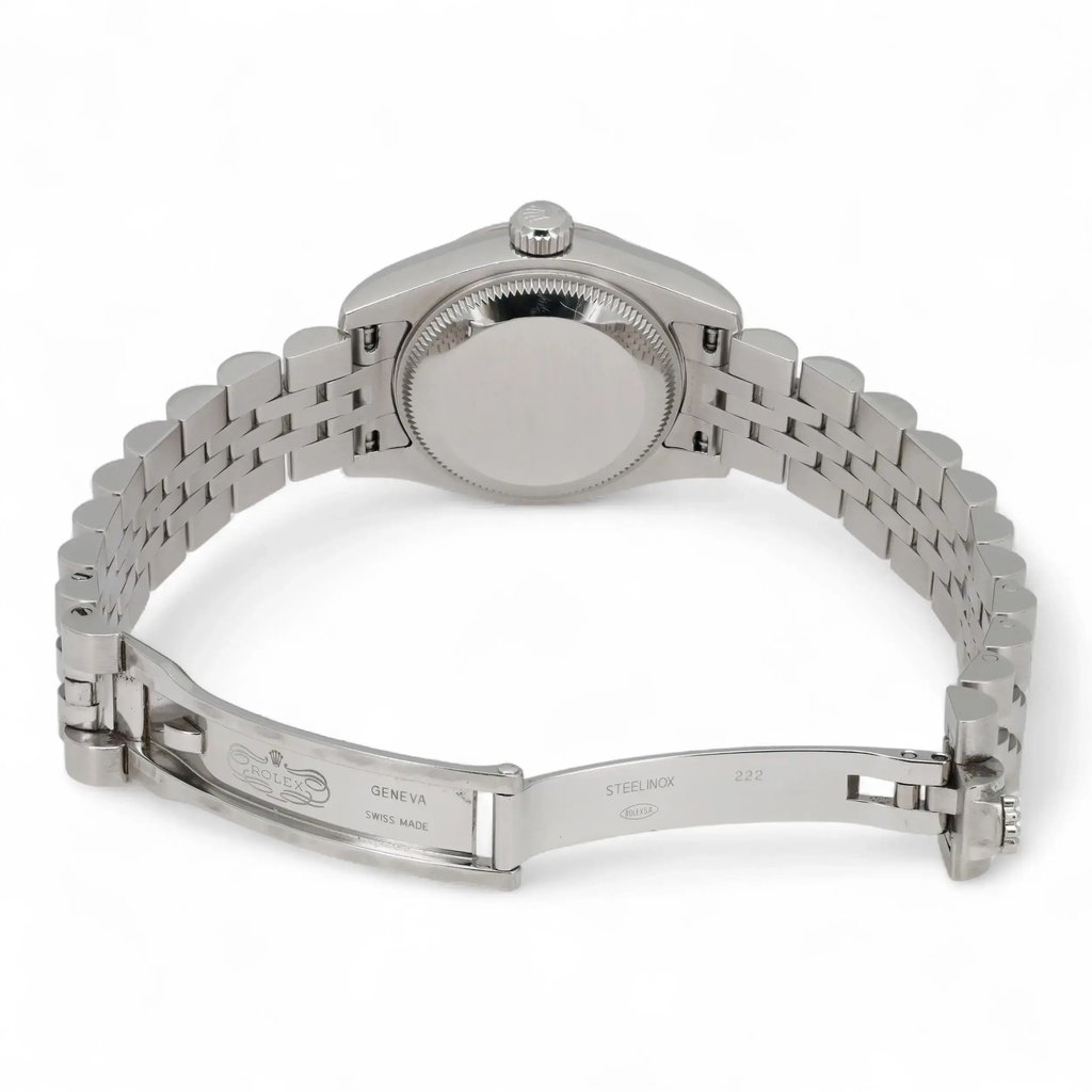 Back View Of Solid Back Case And Open Stainless Steel Band Of Rolex 179174 Watch Pre Owned Condition