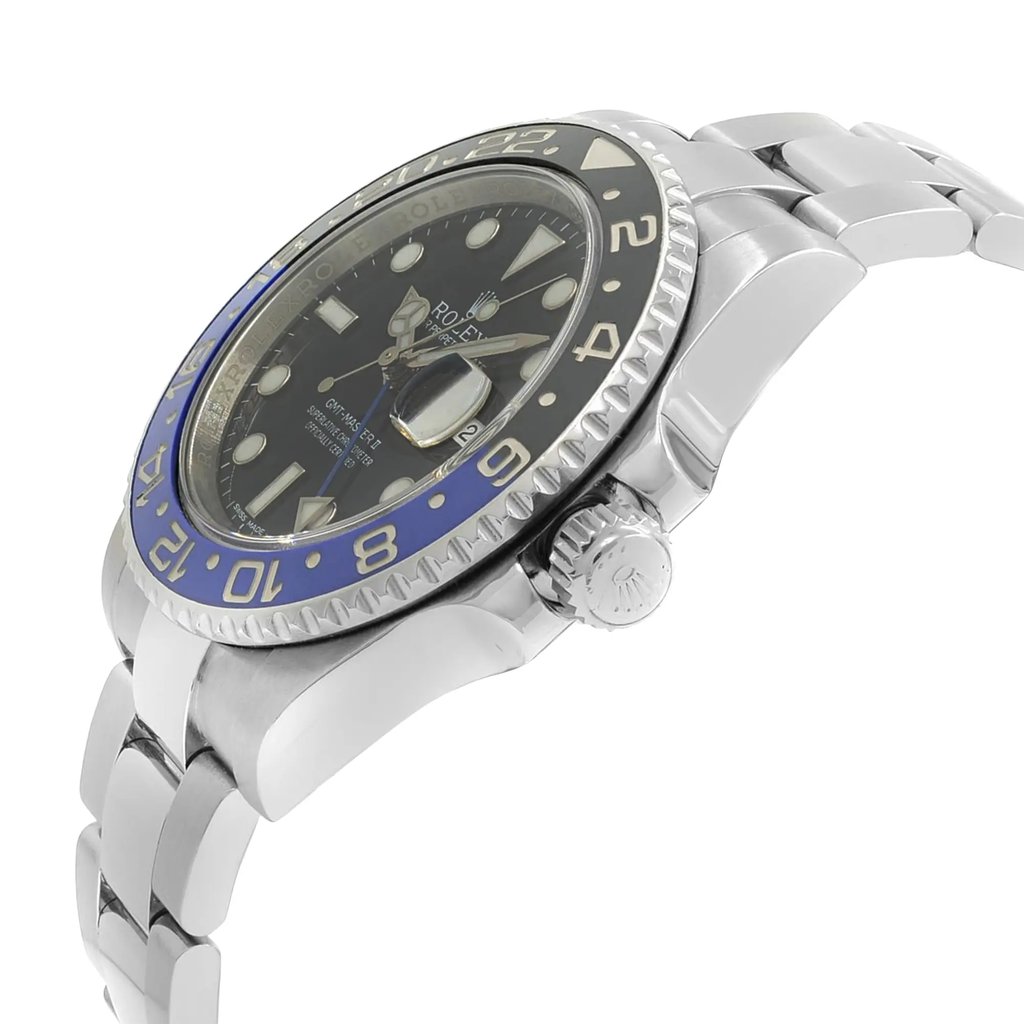 View Of Crown Facing Side Of Rolex 116710BLNR Stainless Steel Watch Pre Owned Condition