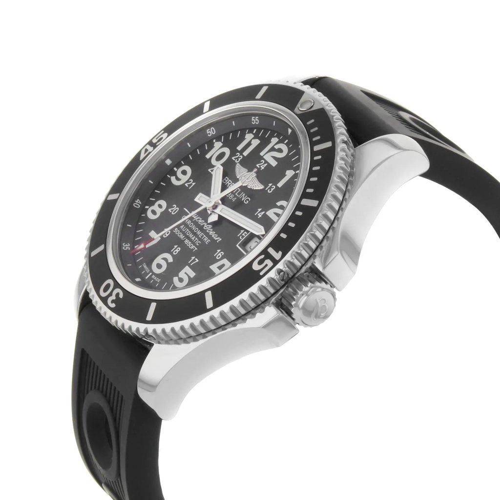 View Of Crown Facing Side Of Breitling A17365C9/BD67-225 Stainless Steel Watch Pre Owned Condition