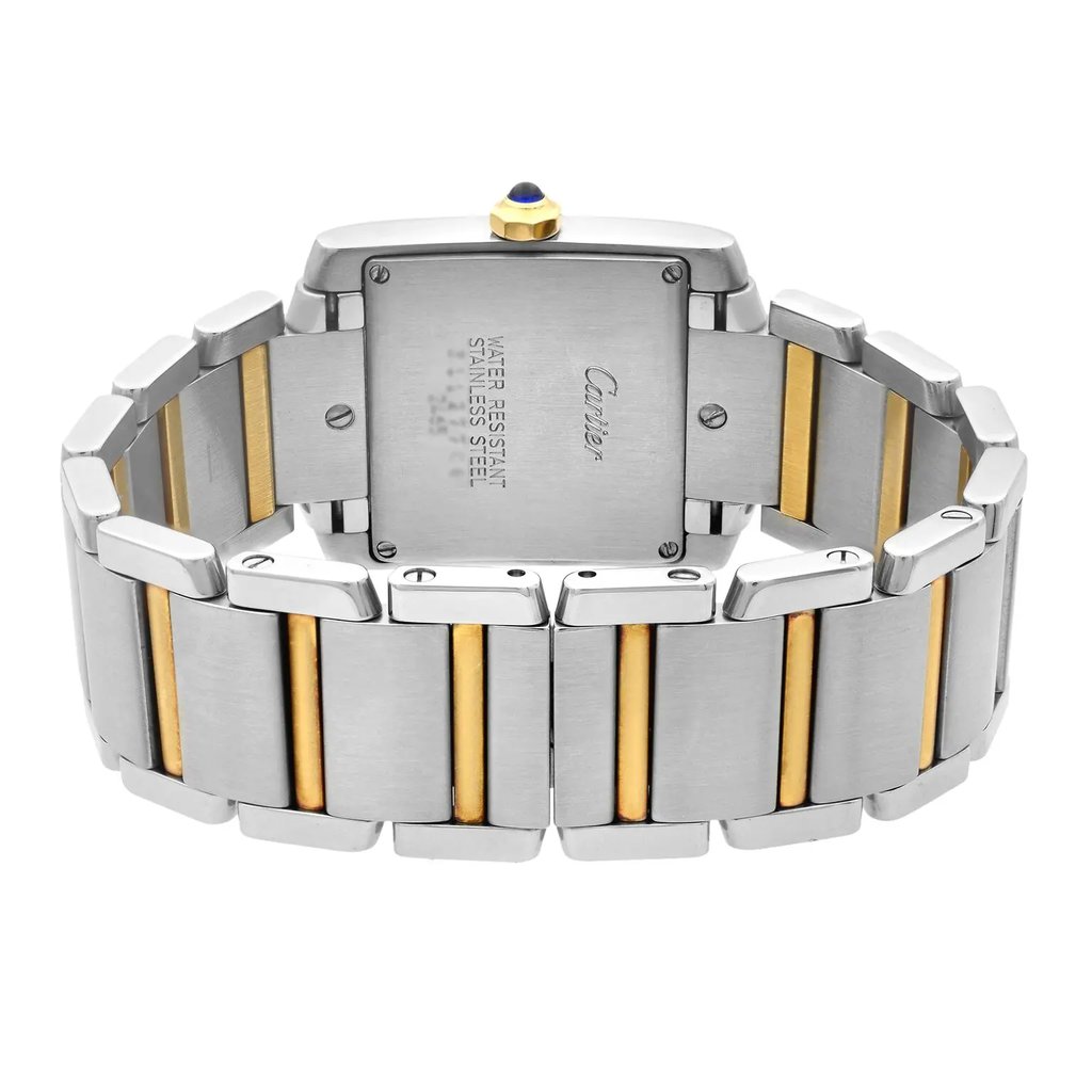 Back View Of {Caseback} Back Case And Closed Stainless and Solid Gold Band Of Cartier W51012Q4 Watch Pre Owned Condition