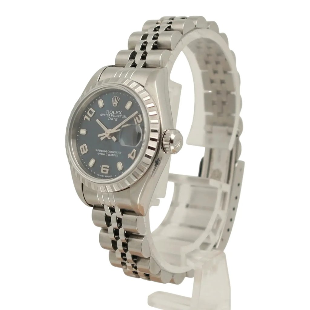 View Of Crown Facing Side Of Rolex 79240 Stainless Steel Watch Pre Owned Condition