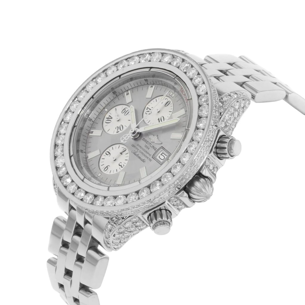 View Of Crown Facing Side Of Breitling A13356 Stainless Steel Watch Pre Owned Condition