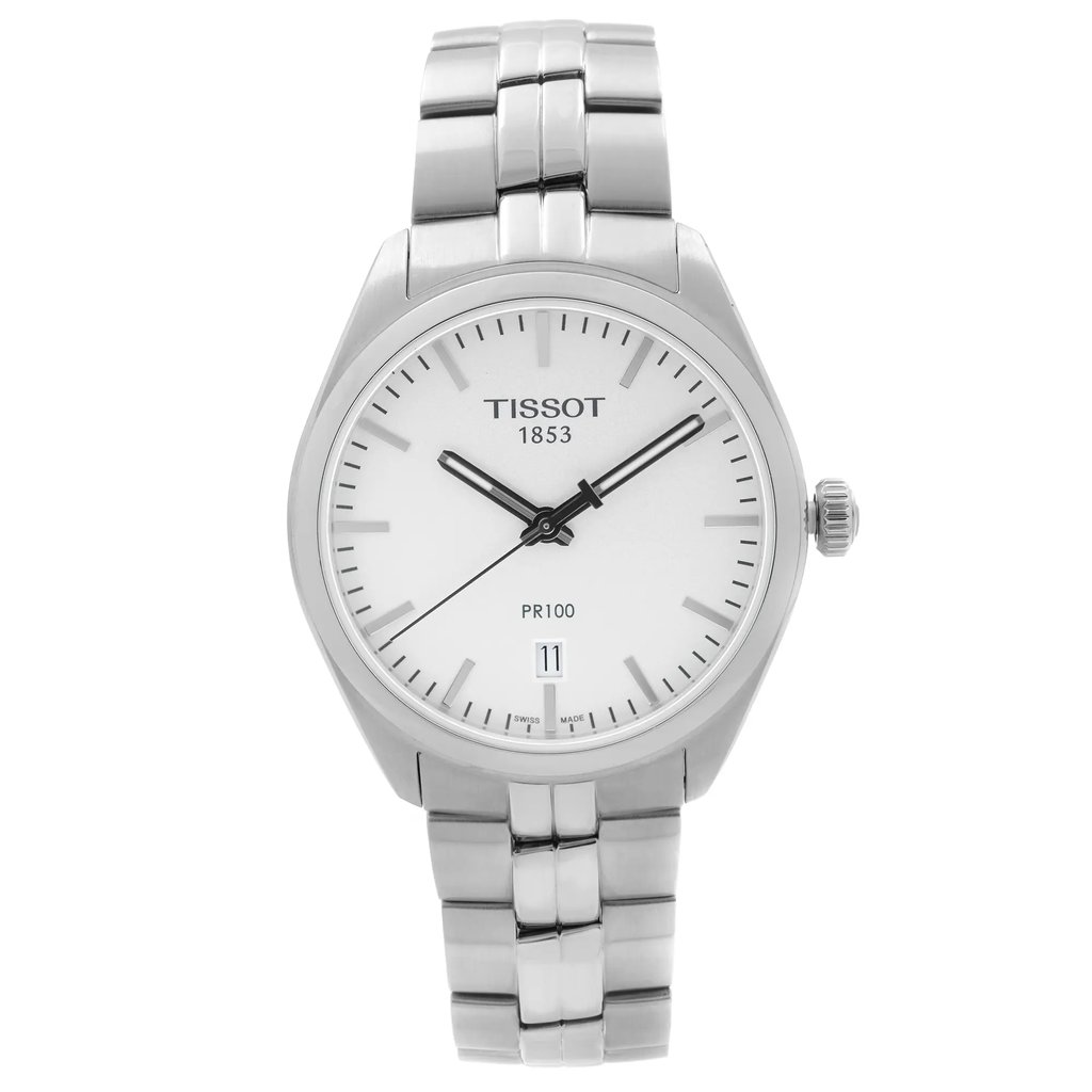 Front Full View Of Tissot T101.410.11.031.00 Stainless Steel Watch Unworn Condition {Product Condition}