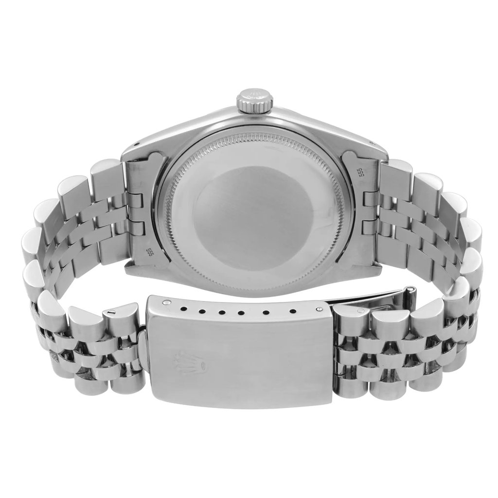 Back View Of Solid Back Case And Closed Stainless Steel Band Of Rolex 16014 Watch Pre Owned Condition