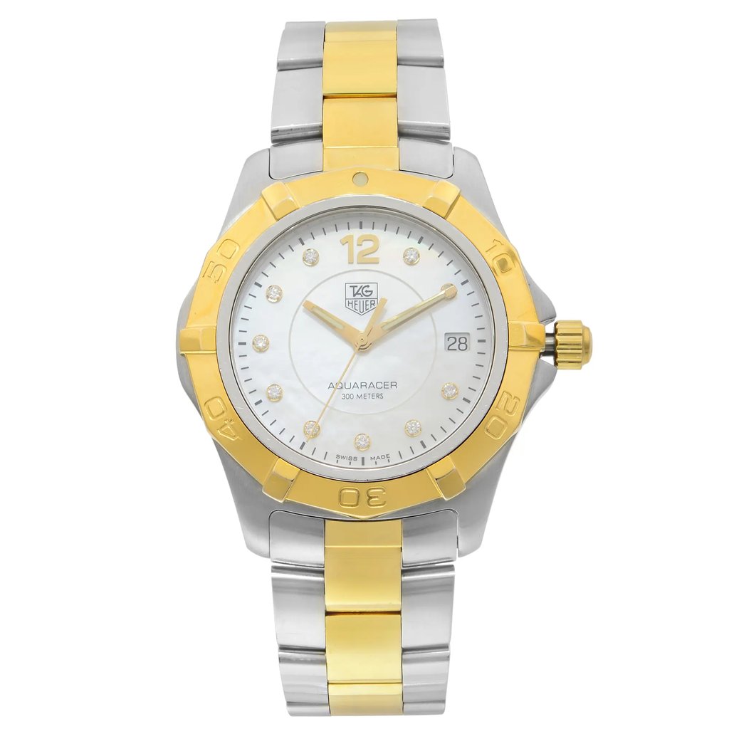 Front Full View Of TAG Heuer WAF1124.BB0807 Stainless Steel Watch Pre Owned Condition {Product Condition}