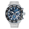 An image of a Wristwatch by Invicta. This Display Model item is designed for Men, featuring a Military style. It has a Quartz movement and an Analog display with a Blue dial color. The indices include 12-Hour Dial,Multi Dial,Non-Numeric Hour Marks. The band is made of Stainless Steel and the case is made of Stainless Steel. The watch has a Round shape with a case size of 50 mm and a case thickness of 19 mm.