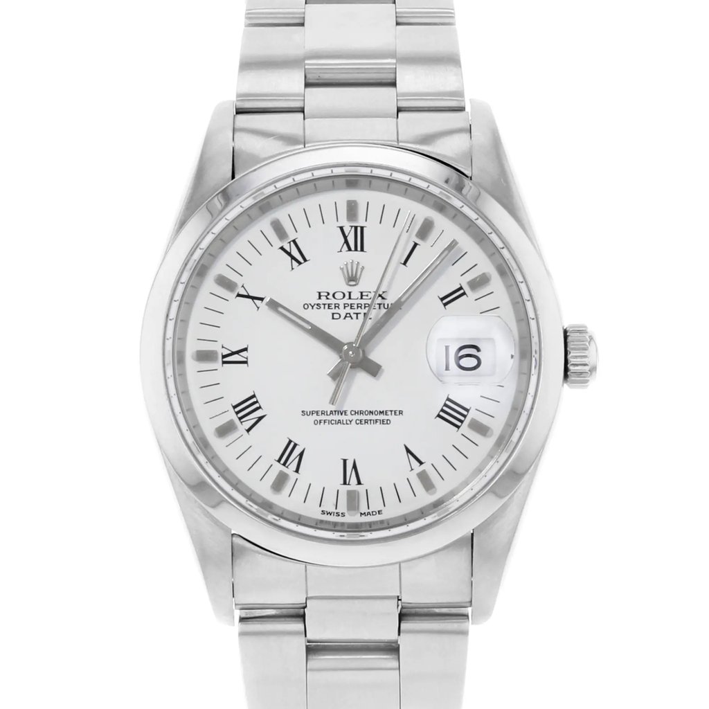 Up Close Front Facing Picture Of Rolex 15200 Stainless Steel Watch Pre Owned Condition