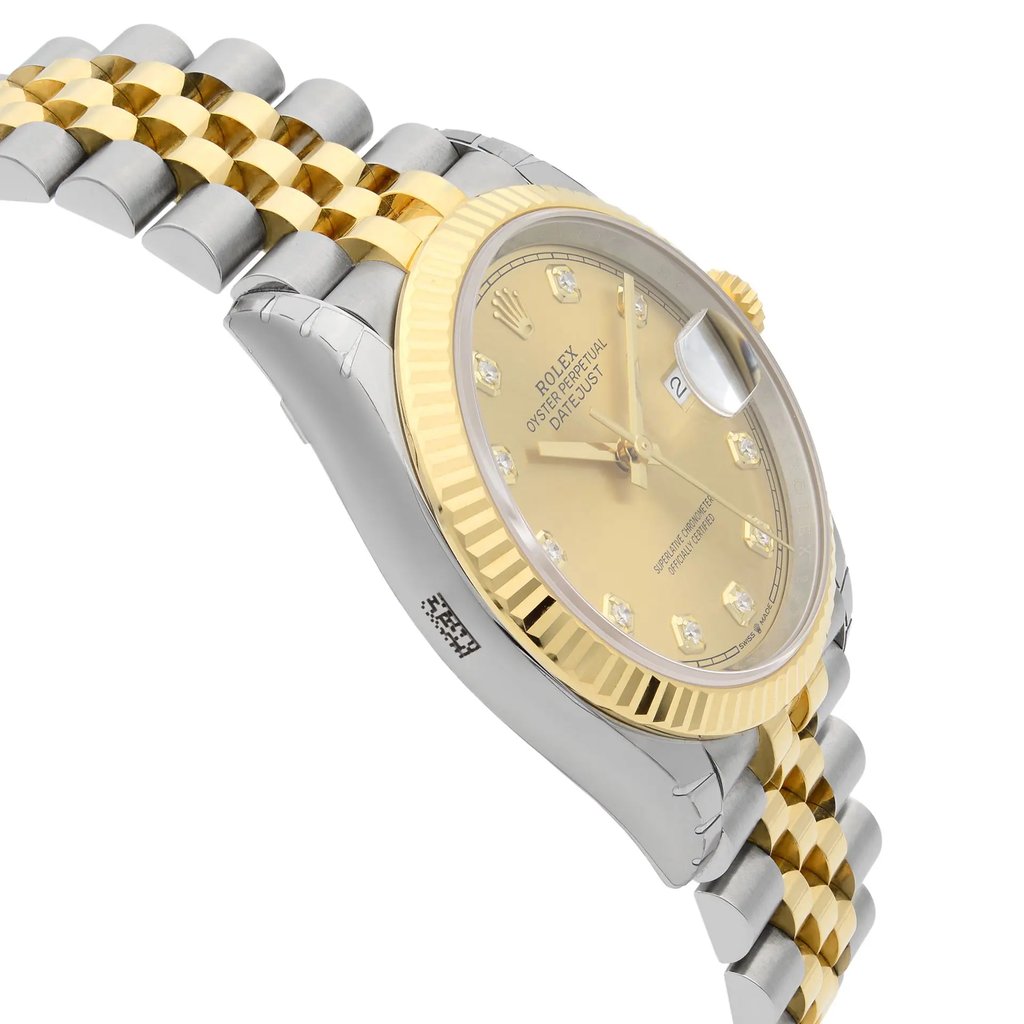 View Of Opposite Crown Facing Side Of Rolex 126233CDJ Stainless Steel Watch Display Model Condition
