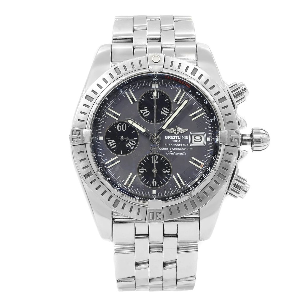Front Full View Of Breitling A1335611/F517-372A Stainless Steel Watch Pre Owned Condition {Product Condition}