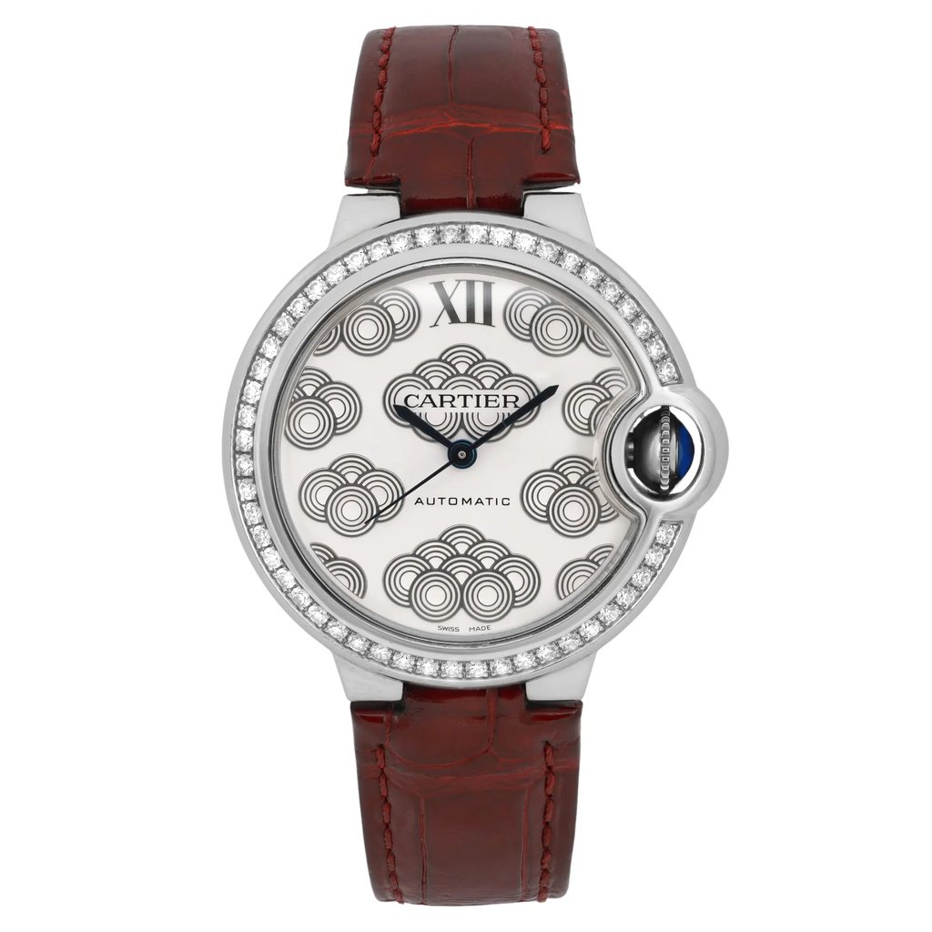 Front Full View Of Cartier W4BB0027 Stainless Steel Watch Pre Owned Condition Good