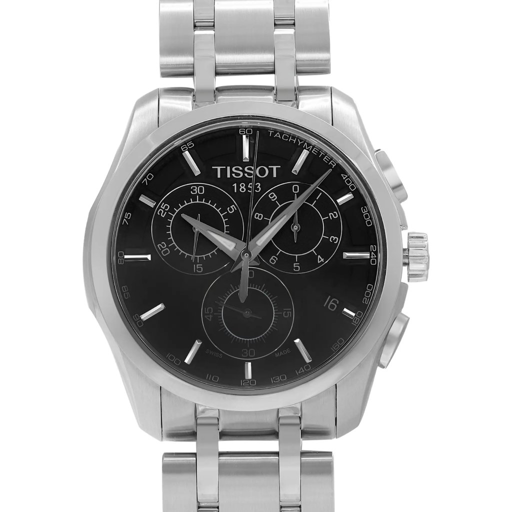 Up Close Front Facing Picture Of Tissot T035.617.11.051.00 Stainless Steel Watch Display Model Condition