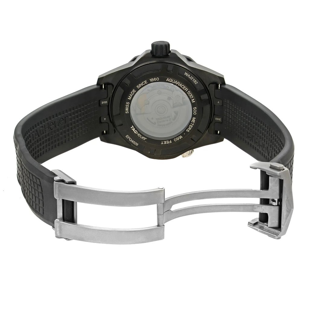 Back View Of {Caseback} Back Case And Open Rubber Band Of TAG Heuer WAJ2182.FT6015 Watch Pre Owned Condition