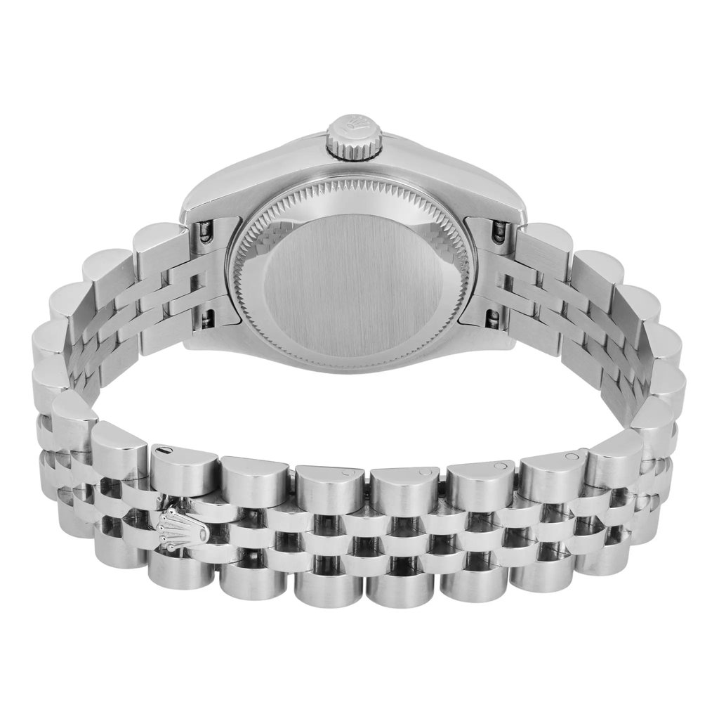 Back View Of Screwback Back Case And Closed Stainless Steel Band Of Rolex 179174 Watch Pre Owned Condition