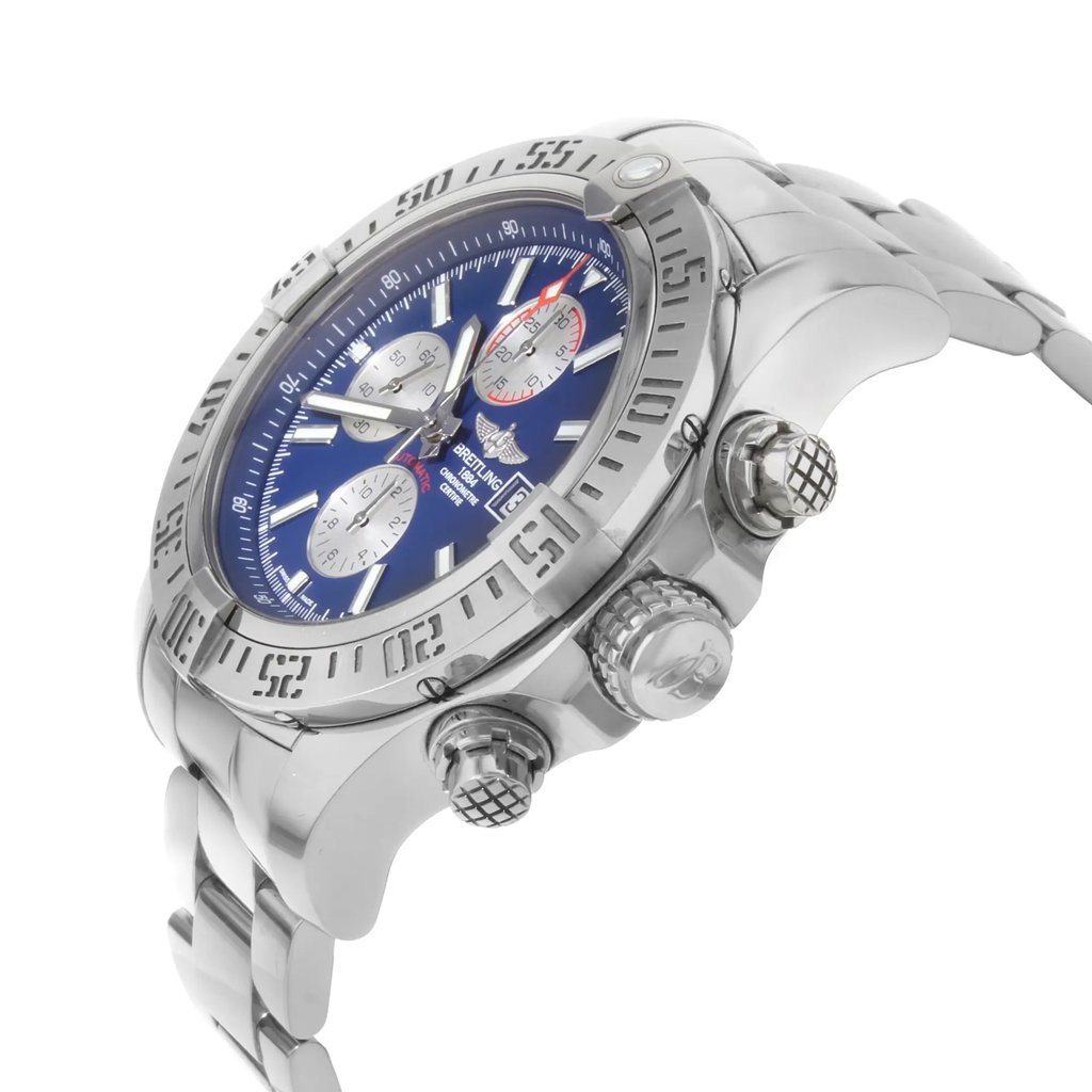 View Of Crown Facing Side Of Breitling A1337111/C871 Stainless Steel Watch Pre Owned Condition
