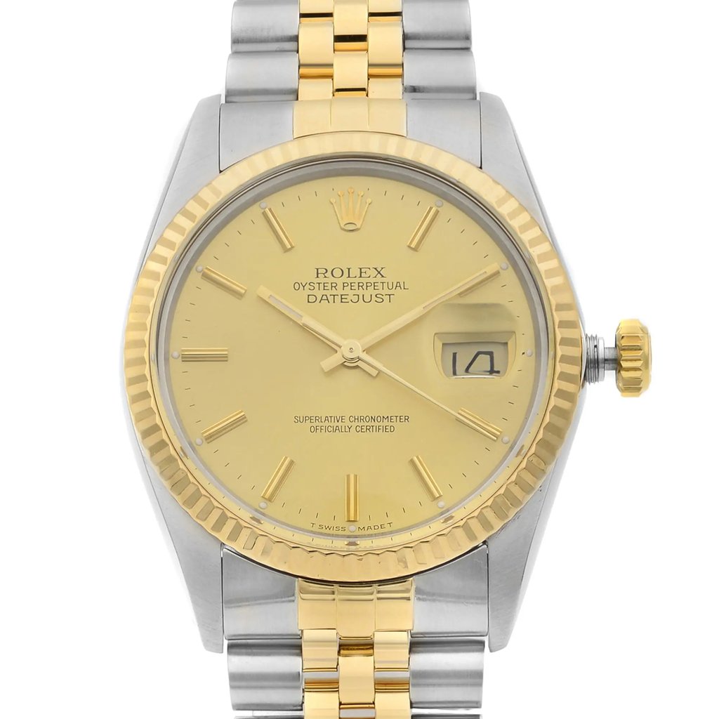 Up Close Front Facing Picture Of Rolex 16013 Stainless Steel Watch Pre Owned Condition