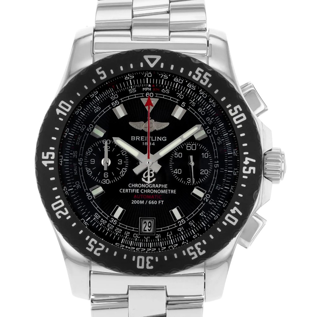 Up Close Front Facing Picture Of Breitling A2736423/B823-SS Stainless Steel Watch Pre Owned Condition