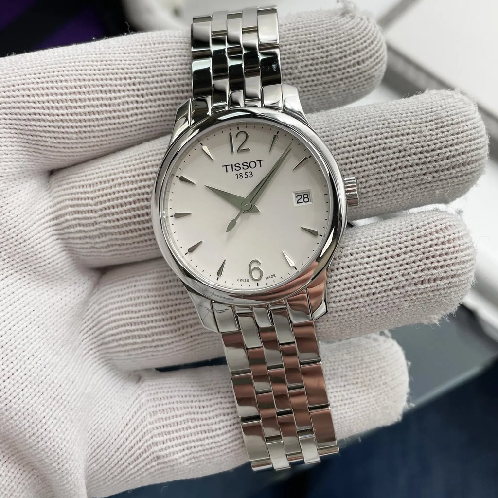 Front Full View Of Tissot T063.210.11.037.00 Stainless Steel Watch Display Model Condition {Product Condition}